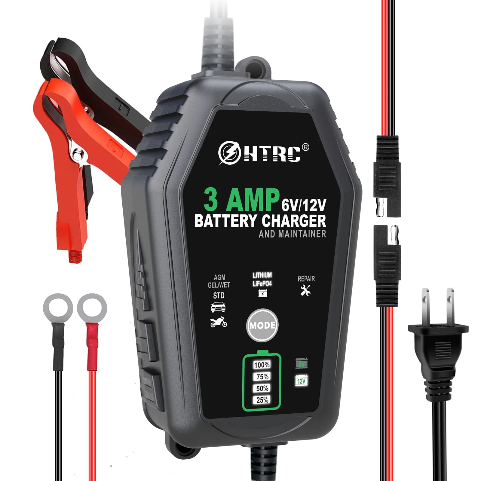 HTRC – chargeur de batterie intelligent 6V 12V 3000mA, automatique, pour Batteries au Lithium LiFePO