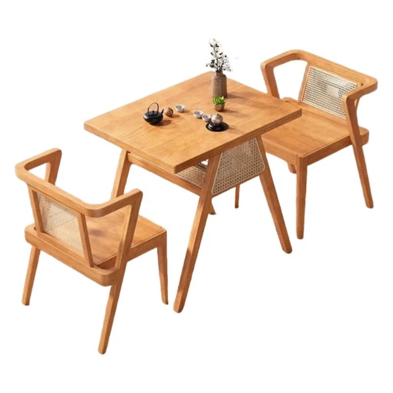Vente chaude café américain Restaurant bistro cafétéria moderne dossier en rotin dessus en bois mass
