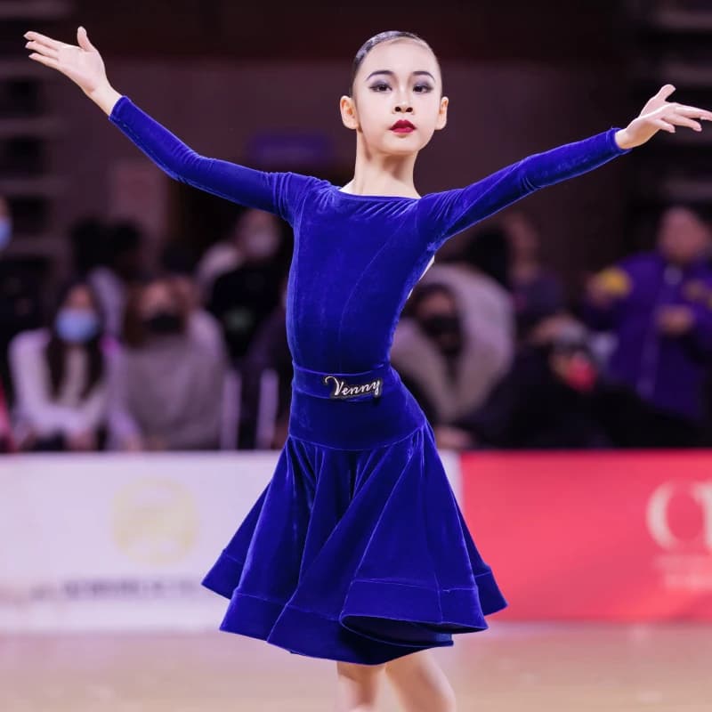Vennystyle Ensemble de danse latine - Deux pièces standard de compétition en velours personnalisé, t