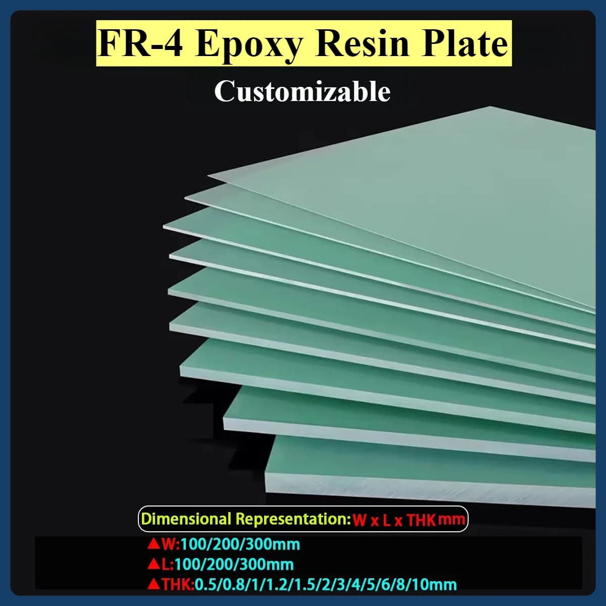 Panneau de fibre de verre FR-4, feuille de fibre de verre, plaque en résine époxy vert clair, épaiss