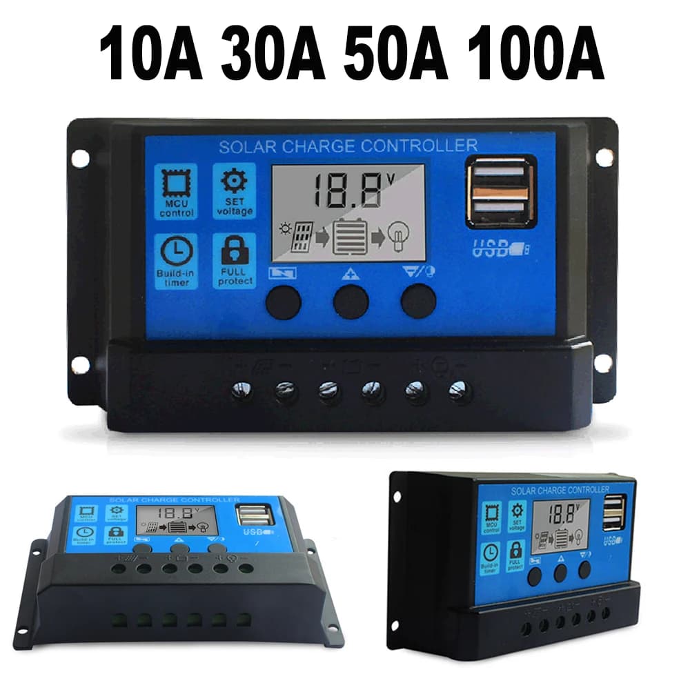 Contrôleur de charge solaire 12V/24V, panneau solaire Sotchi avec écran LCD réglable, port USB pour 