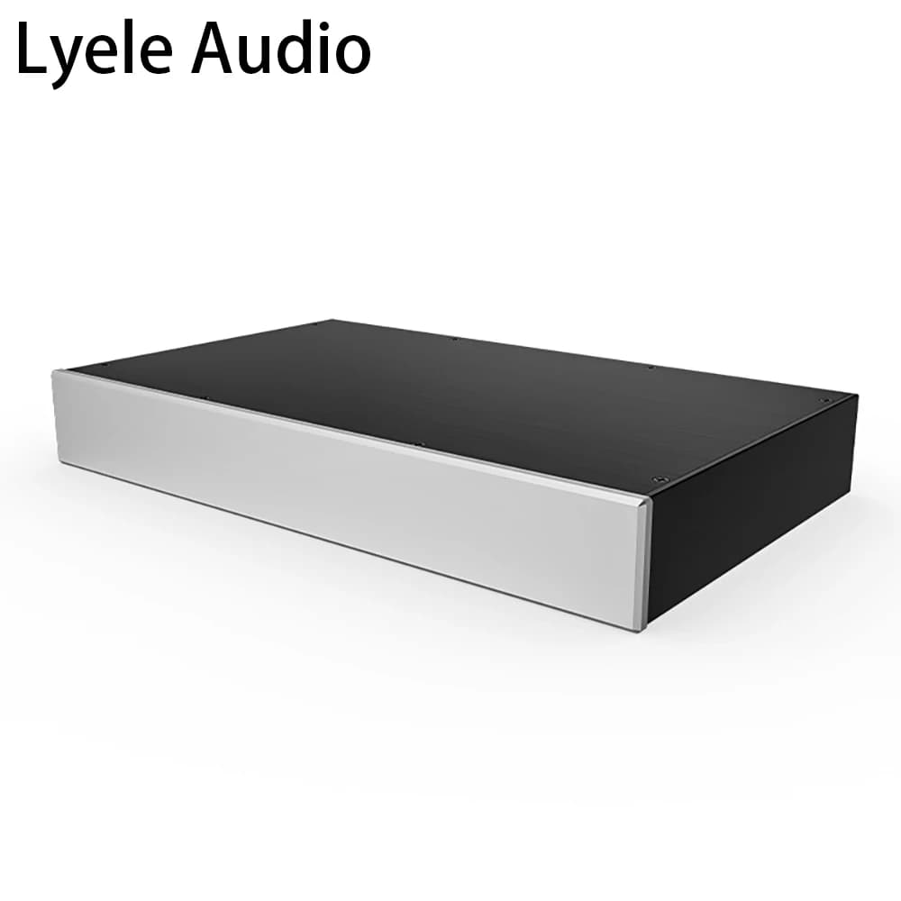 Châssis avant entièrement en aluminium 320x46x191mm, panneau brossé adapté aux amplificateurs sonore