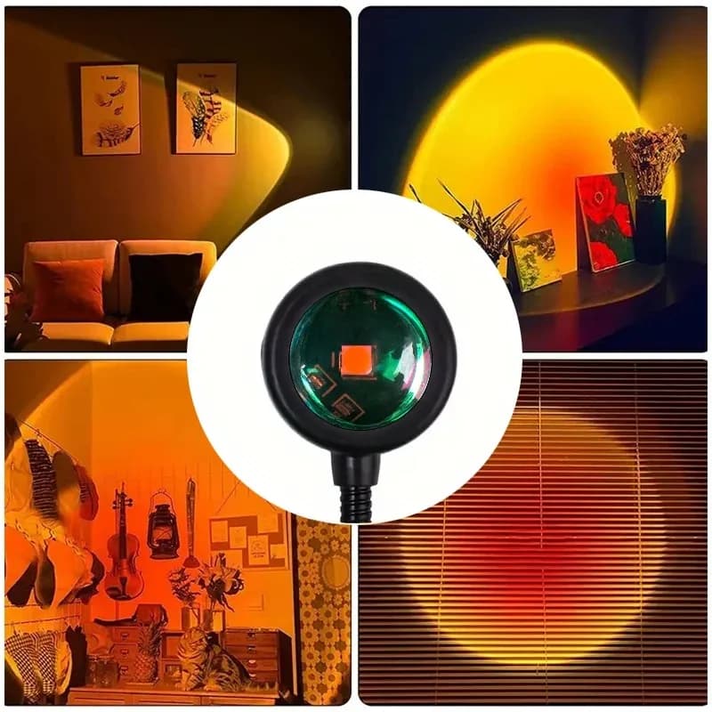 Lampe de projection coucher de soleil USB, lampe d'ambiance décorative pour la maison, rotative mult