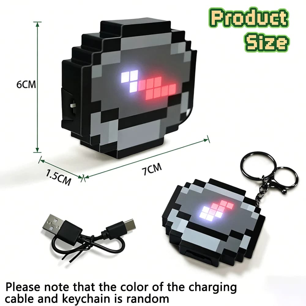 Boussole MC Style Pixel, design périphérique, jouet bibelot, boussole mobile, porte-clés pendentif, 