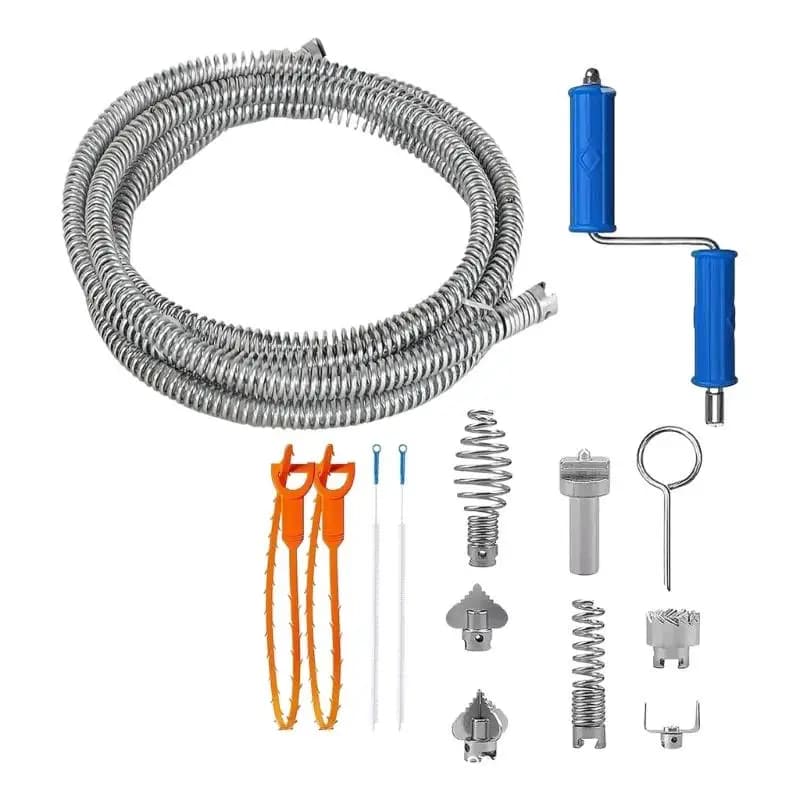 Dispositif nettoyage canalisations 5M avec brosse, pour évier cuisine, salle bains, douche, tuyau to