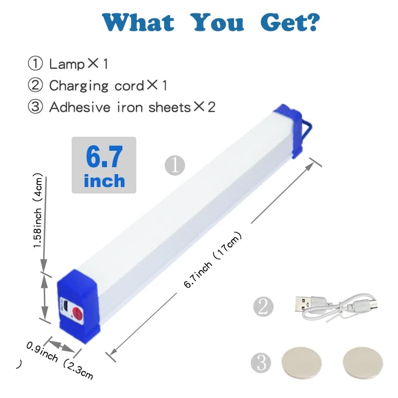 Tube de lampe LED Rechargeable USB 5V, lumière de secours, éclairage magnétique Portable pour Campin