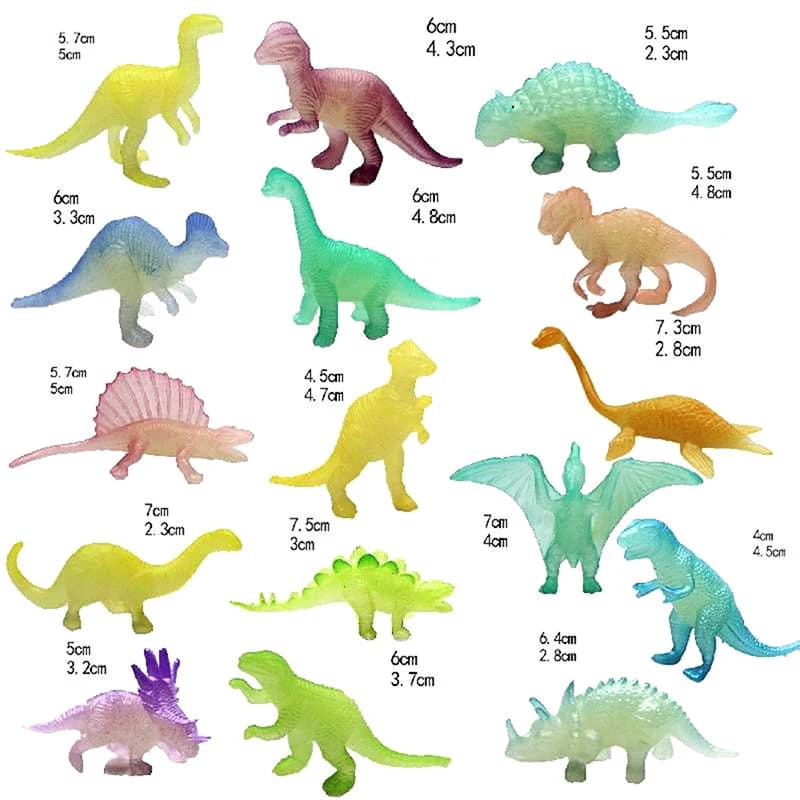 Blocs de dinosaures Jurassic World Noctilucent, 16 pièces/sac, lueur dans la nuit, figurine d'action
