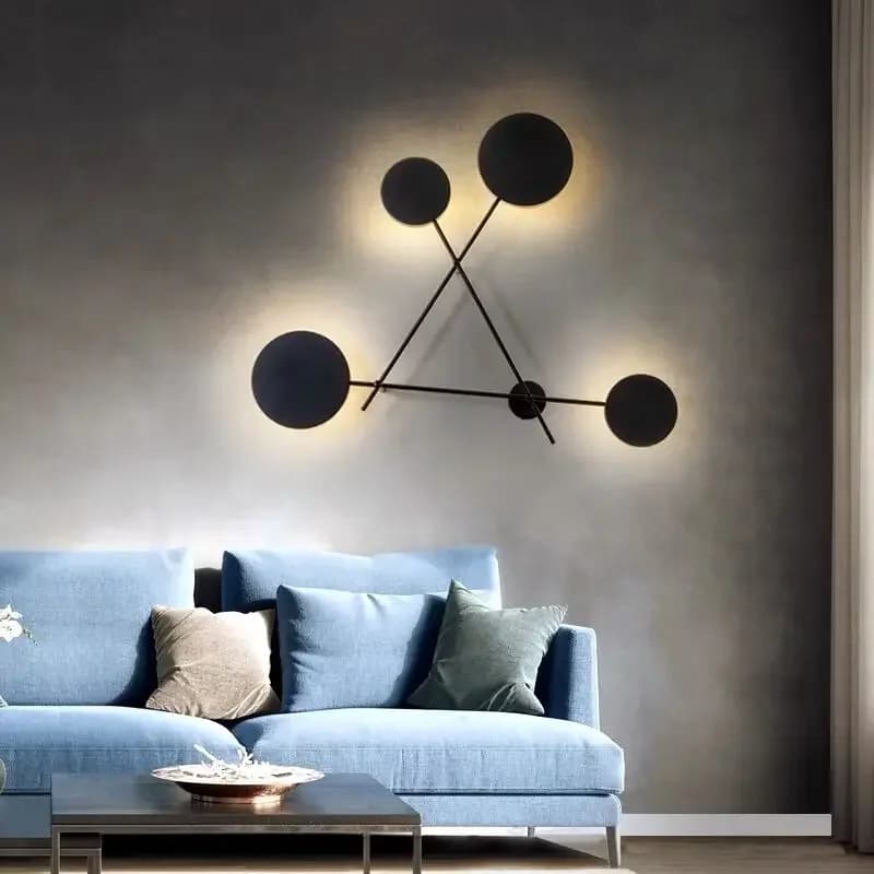 Applique Murale LED Ronde en Fer Noir, Luminaire d'Nik, Idéal pour une Chambre à Coucher ou un Loft