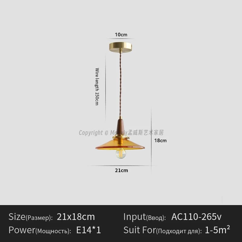 Lustre rétro nordique créatif tout en verre de cuivre, lampe pour chambre à coucher, salon, Restaura