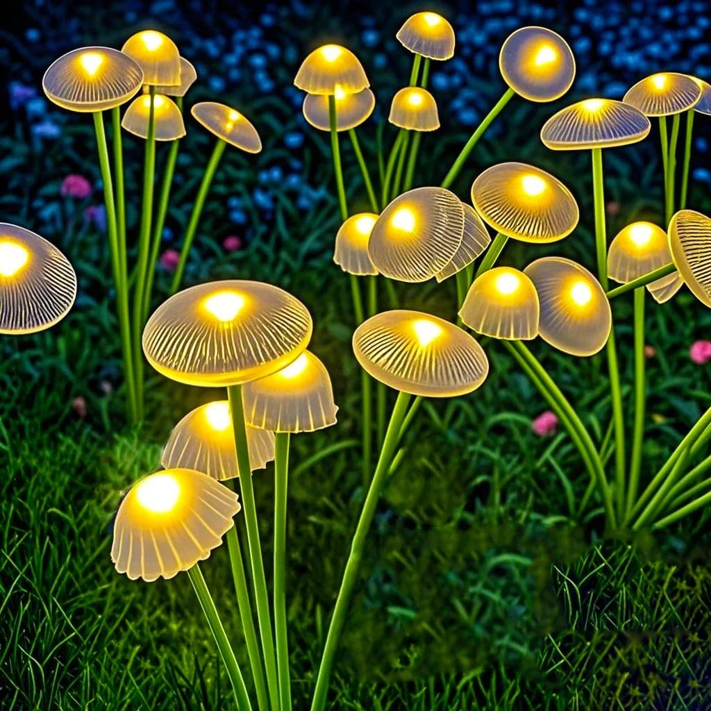 Lampes solaires de jardin LED double Mode lumières solaires en forme de champignon décor étanche cou