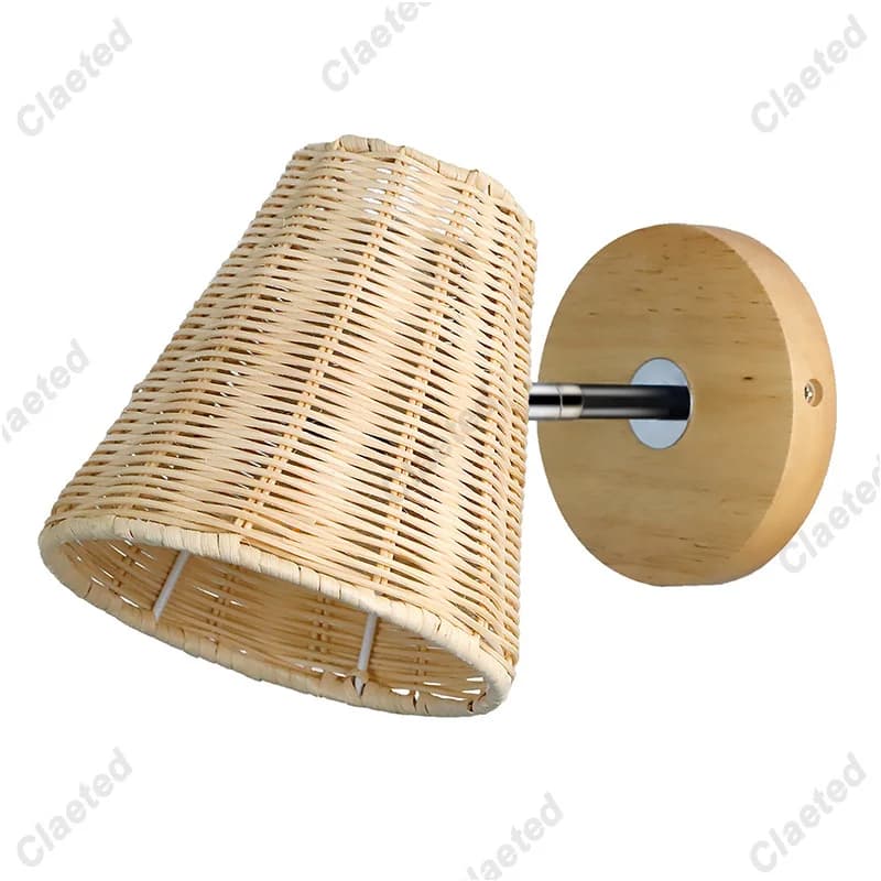 Applique murale décorative en rotin tissée à la main E27, lampe de chevet pour chambre à coucher, sa