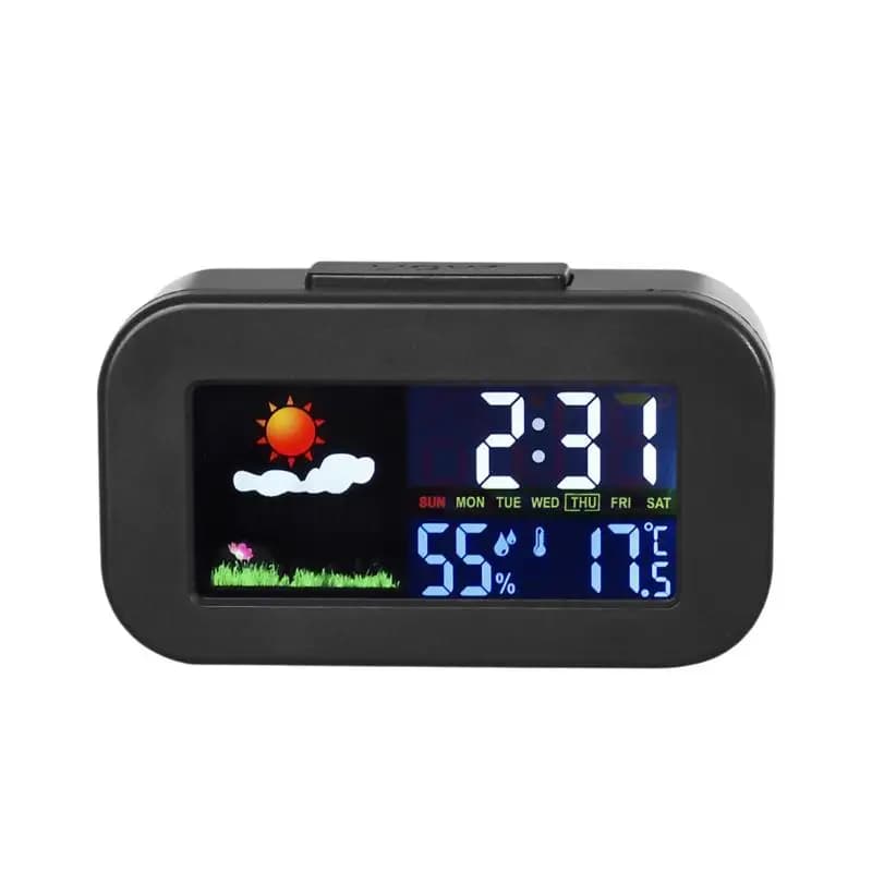 Station météo intelligente avec horloge et écran couleur - Moniteur de température et d'humidité rét