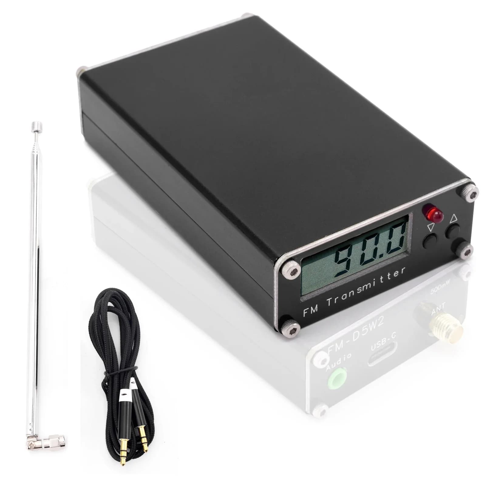 Transmetteur FM 2KM 0.5W, affichage numérique 76M-108Mhz, transmission FM stéréo TYPE-C, églises USB