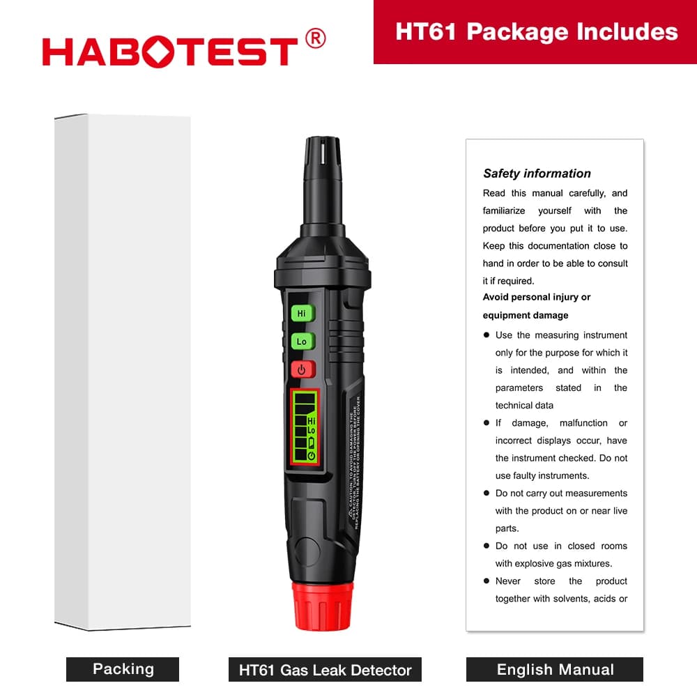 HABOTEST-Détecteur de fuite de gaz naturel avec alarme sonore et visuelle, renifleur portable pour l
