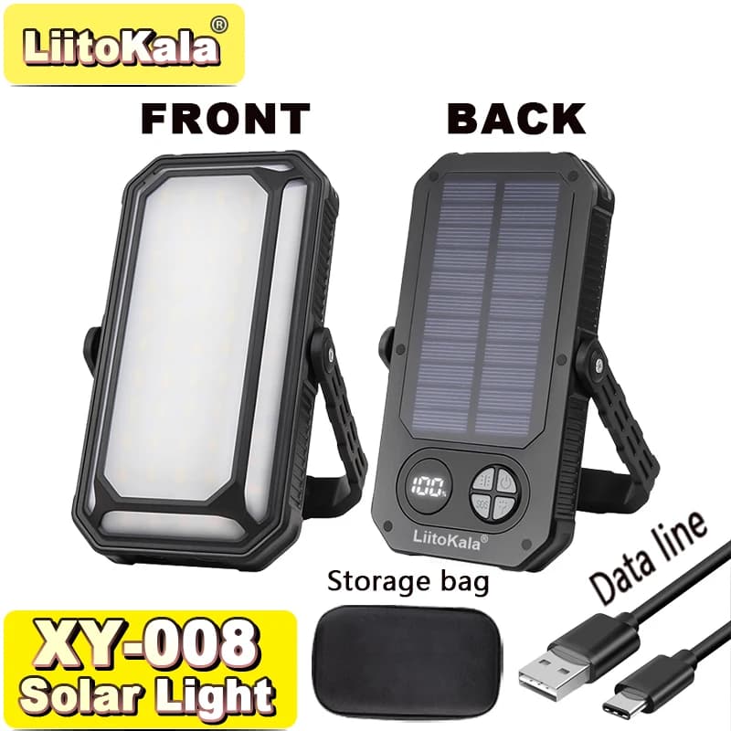 LiitoKala haute puissance COB lampe de Camping solaire 1200LM 4 Modes IPX4 étanche 10000mAh lampe ex