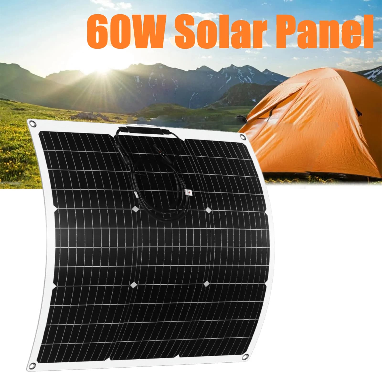 PowMr 60 watts panneau solaire Flexible 18 V Kit de panneau solaire Portable système voyage en plein