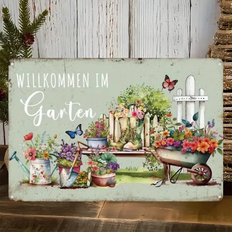 Panneau métallique vintage 7,9x11,8 pouces pour la décoration de jardin, cour, véranda, art mural ex