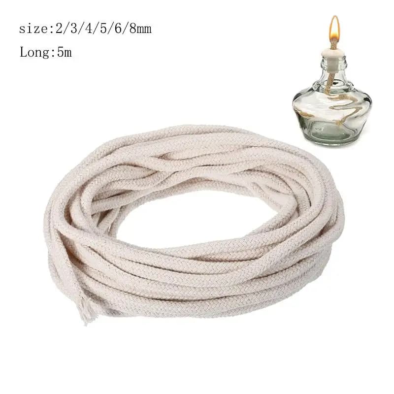Mèche ronde en coton de 2/3/4/5/6/8 mm, pour brûleur à alcool, torche, bouteille d'huile ou de vin -