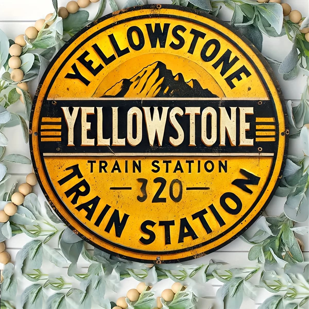 Panneau rond en aluminium pour Station de Train Vintage Yellowstone, décor rustique pour la maison, 