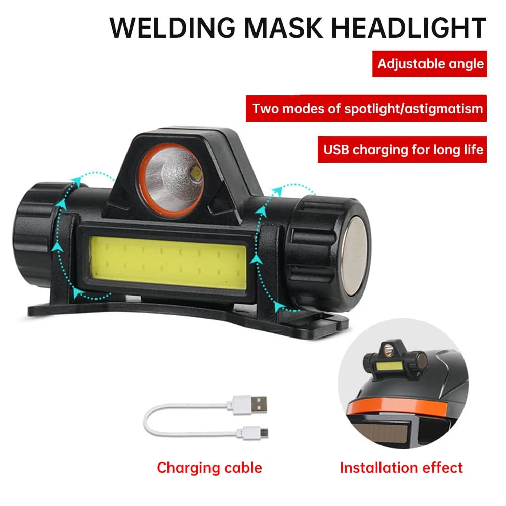 Casque de soudage masque de soudeur lampe frontale avec gradation automatique Rechargeable phare de 