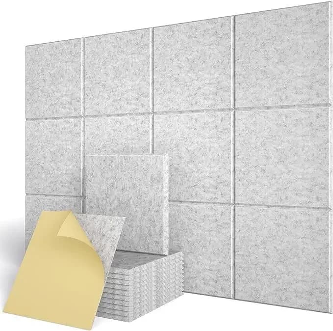 Panneaux insonorisants, carrés en mousse de polyester auto-adhésifs, décoration murale à réduction d