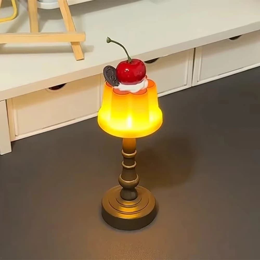 Kawaii Pudding veilleuse LED lampe de bureau alimenté par batterie bureau chevet chambre Bar chambre