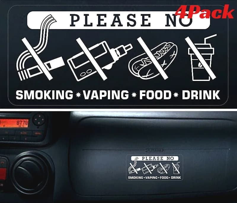 Paquet de 4 autocollants d'avertissement 100x50mm, panneau non fumer, vaping, nourriture, boisson, m