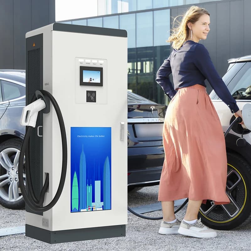 Station de recharge DC pour véhicules électriques 60KW 80KW, double pistolet, chargeur rapide CCS av