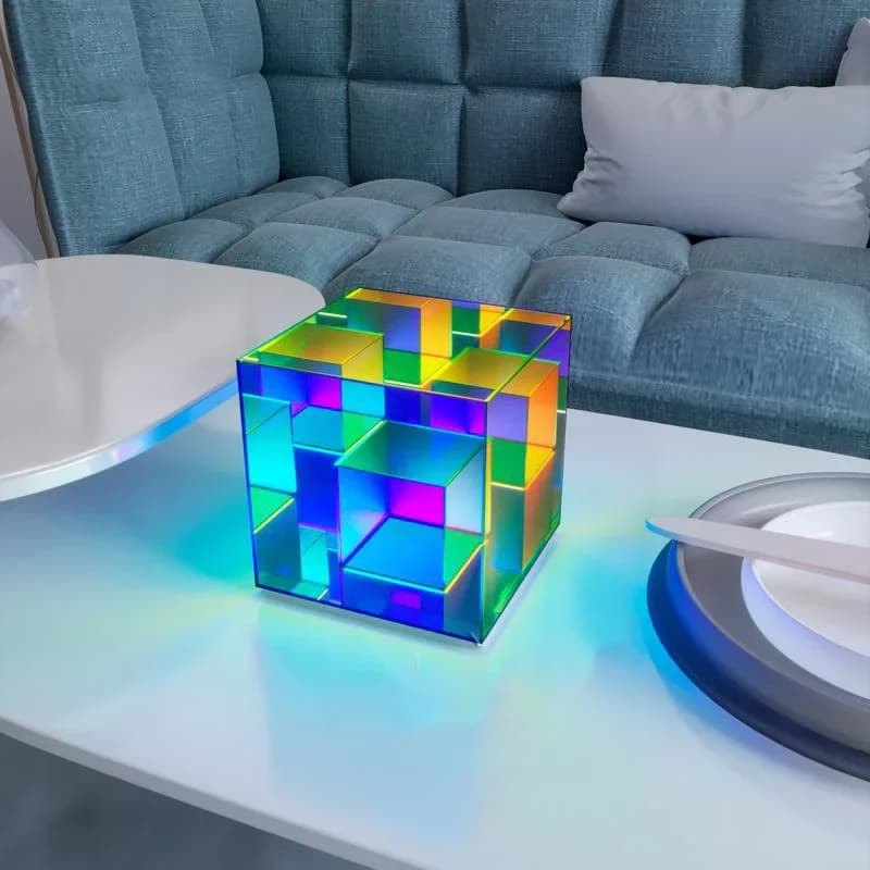 Lampe de Table Cube colorée Led lampes de Table en acrylique coloré pour salon chambre nordique déco