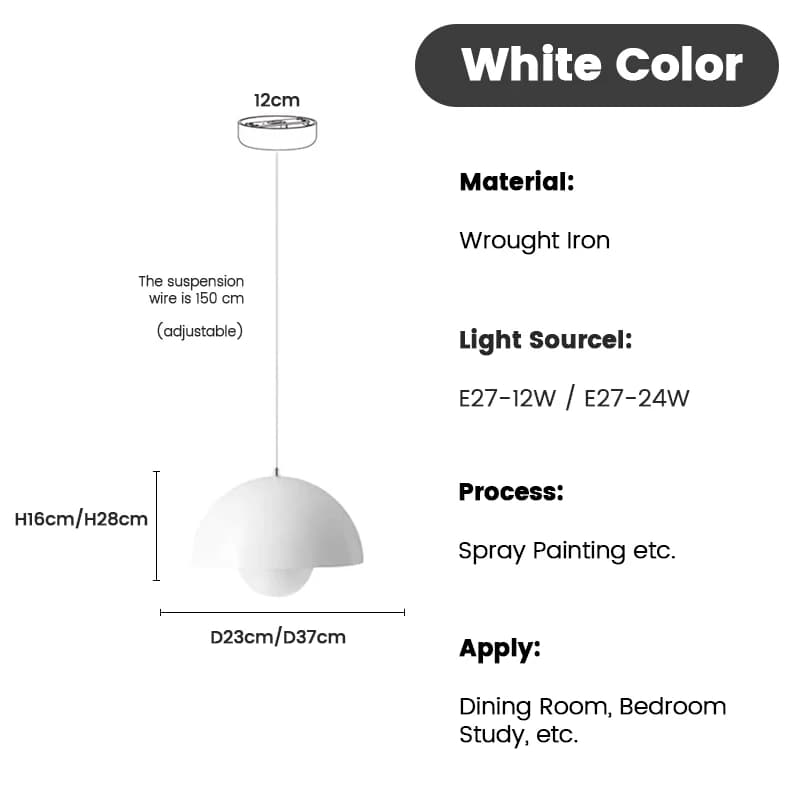 Danemark Designer Semicirculaire Bouton De Fleur Lampe Suspendue pour Cuisine Salon Île Fer Intérieu