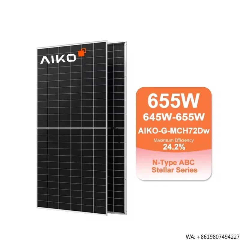 Panneau solaire bifacial Aiko N-Type ABC double verre 650 Watts AIKO-G-MCH72Dw 640W 645W 650W 655W P