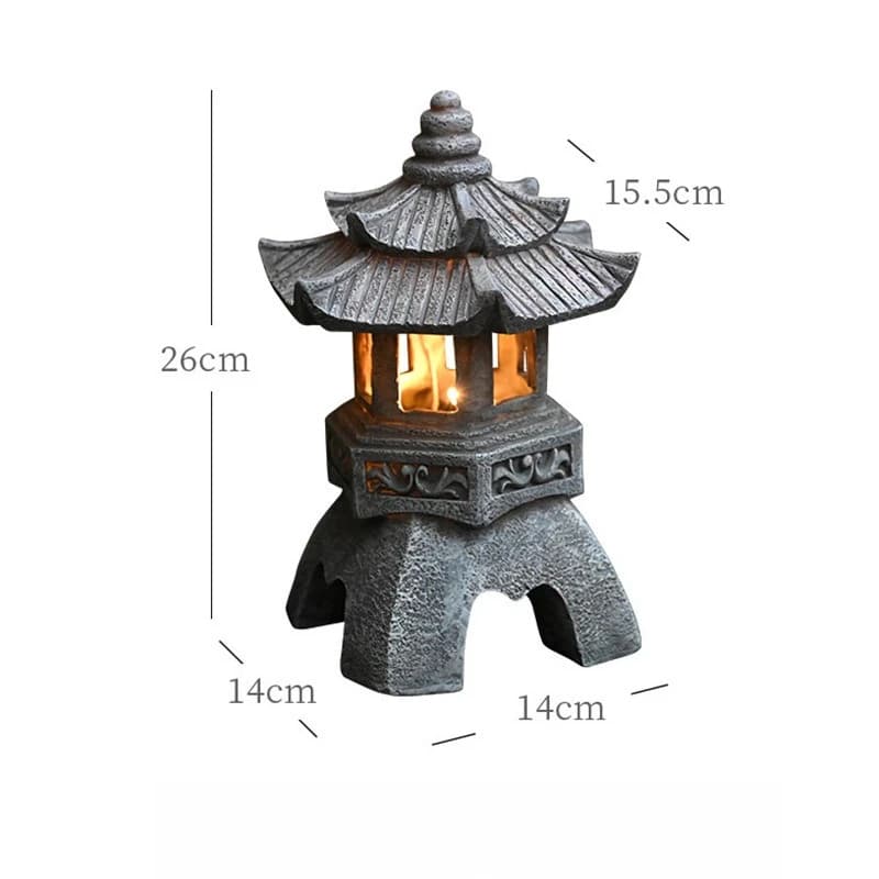 Lampe à énergie solaire, accessoires de jardin, Sculpture de pagode en pierre orientale, lanterne de