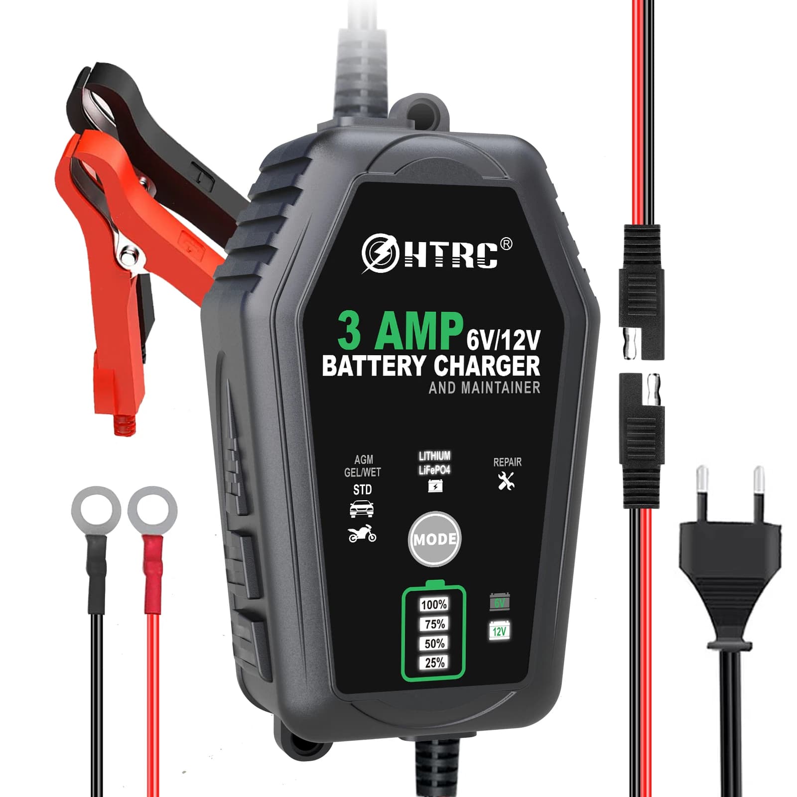 HTRC-Chargeur de batterie intelligent 6V 12V 3A, pour Trickle Lithium veFePO4, plomb-acide 24.com, a