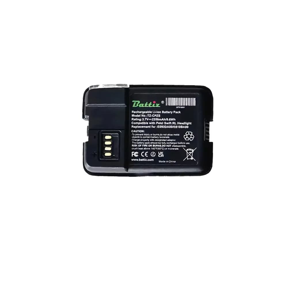 Batterie de remplacement Li-Ion 3,7 V 2350 mAh compatible avec les lampes frontales Petzl Swift RL, 