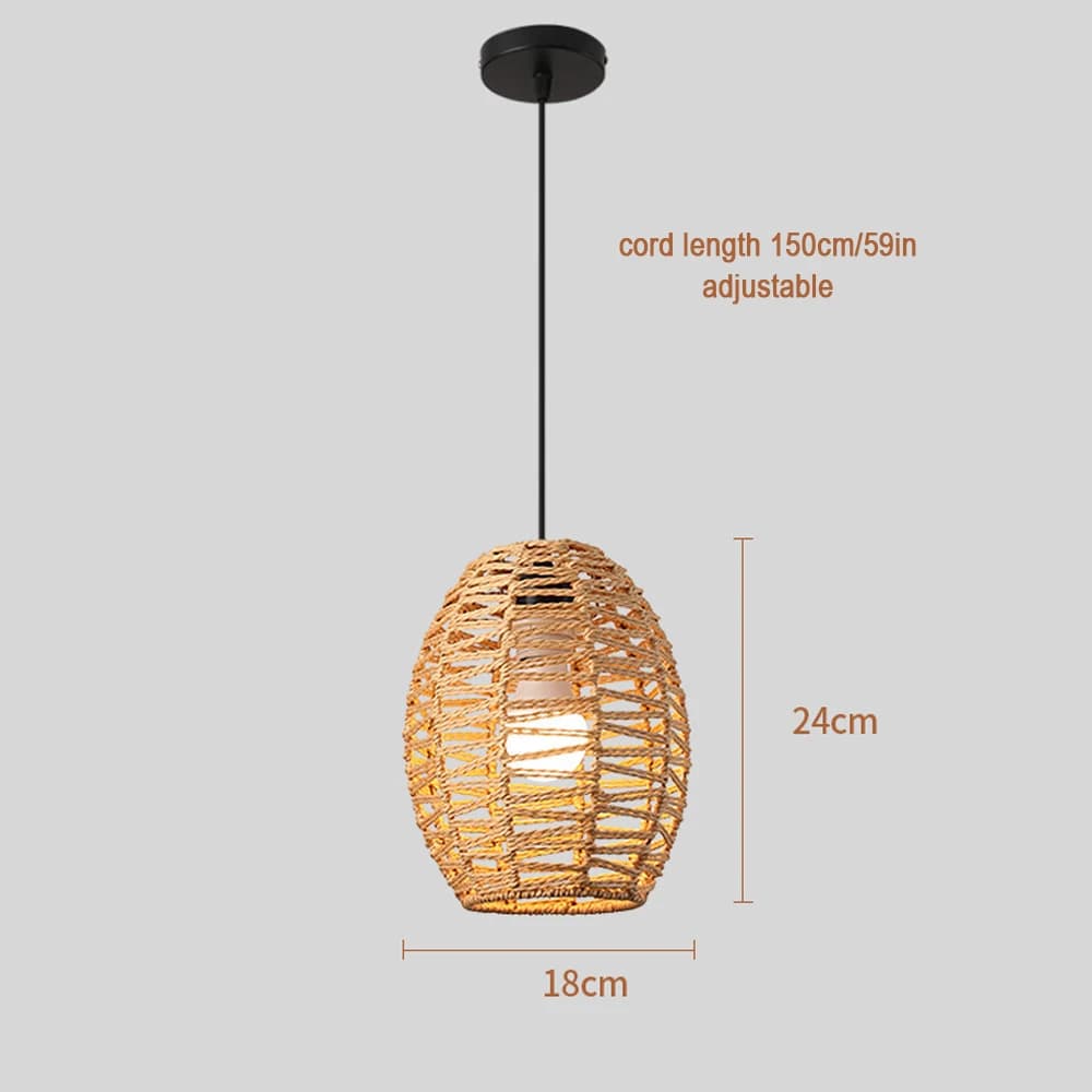 Boho Lustre encastré suspension en rotin suspension plafonnier tissé abat-jour panier pour cuisine î