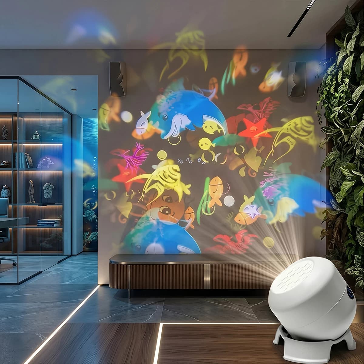 Projecteur Océan LED Veilleuse 360° °   Projecteur rotatif USB, lampe d'ambiance dynamique pour salo