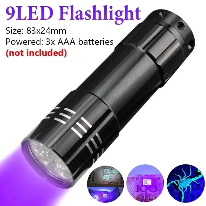 Mini lampe de poche UV LED, torche à ultraviolets, zoomable, mini lampes en verre, lampe d'inspectio