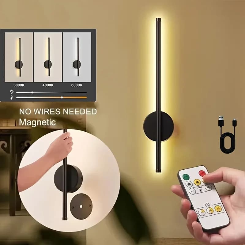 Applique murale à piles, lumière LED sans fil 5V avec télécommande, lampes murales rechargeables par