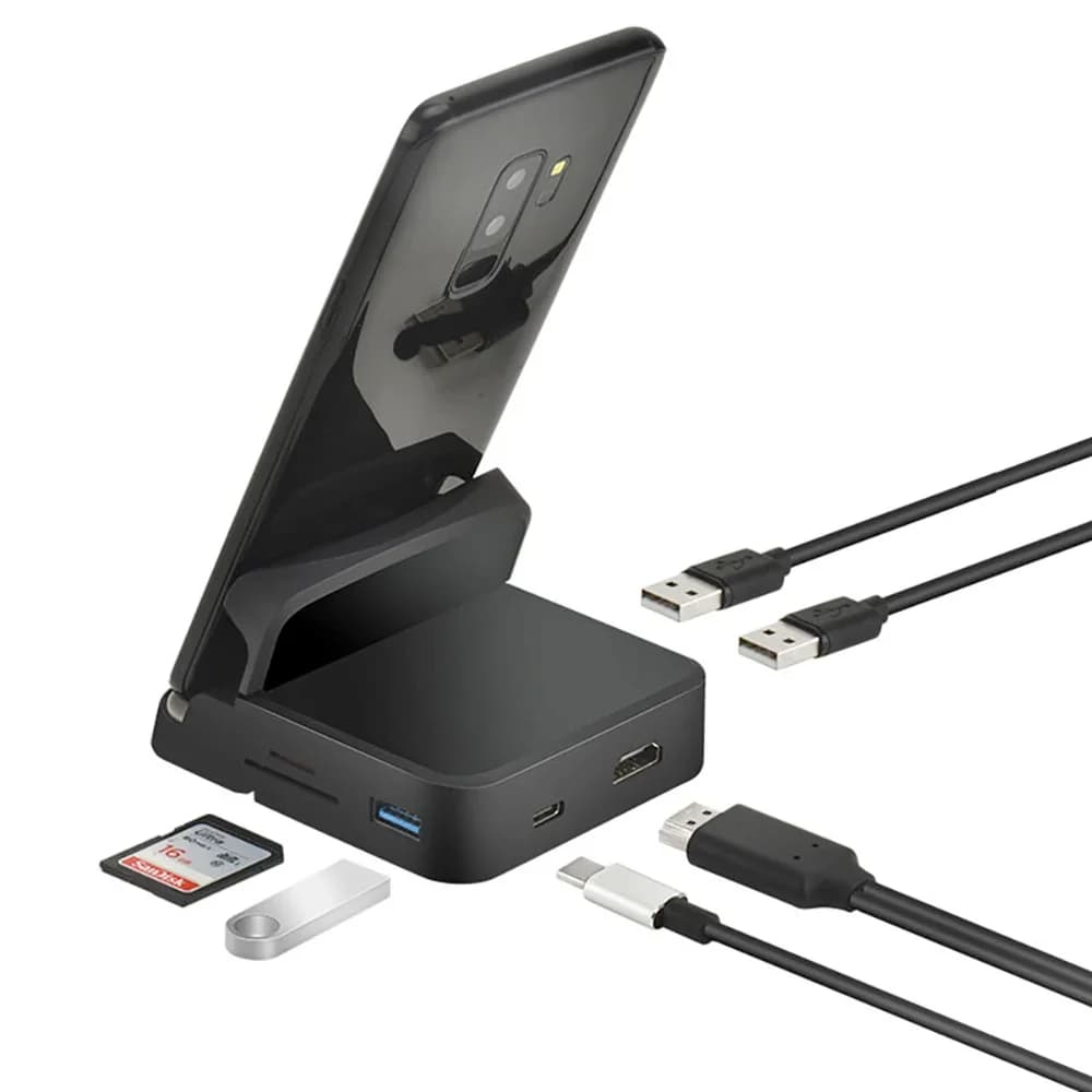 Station d'accueil 8 en 1 Type C, support de téléphone, station Dex Pad, USB C vers HDMI, kit de char