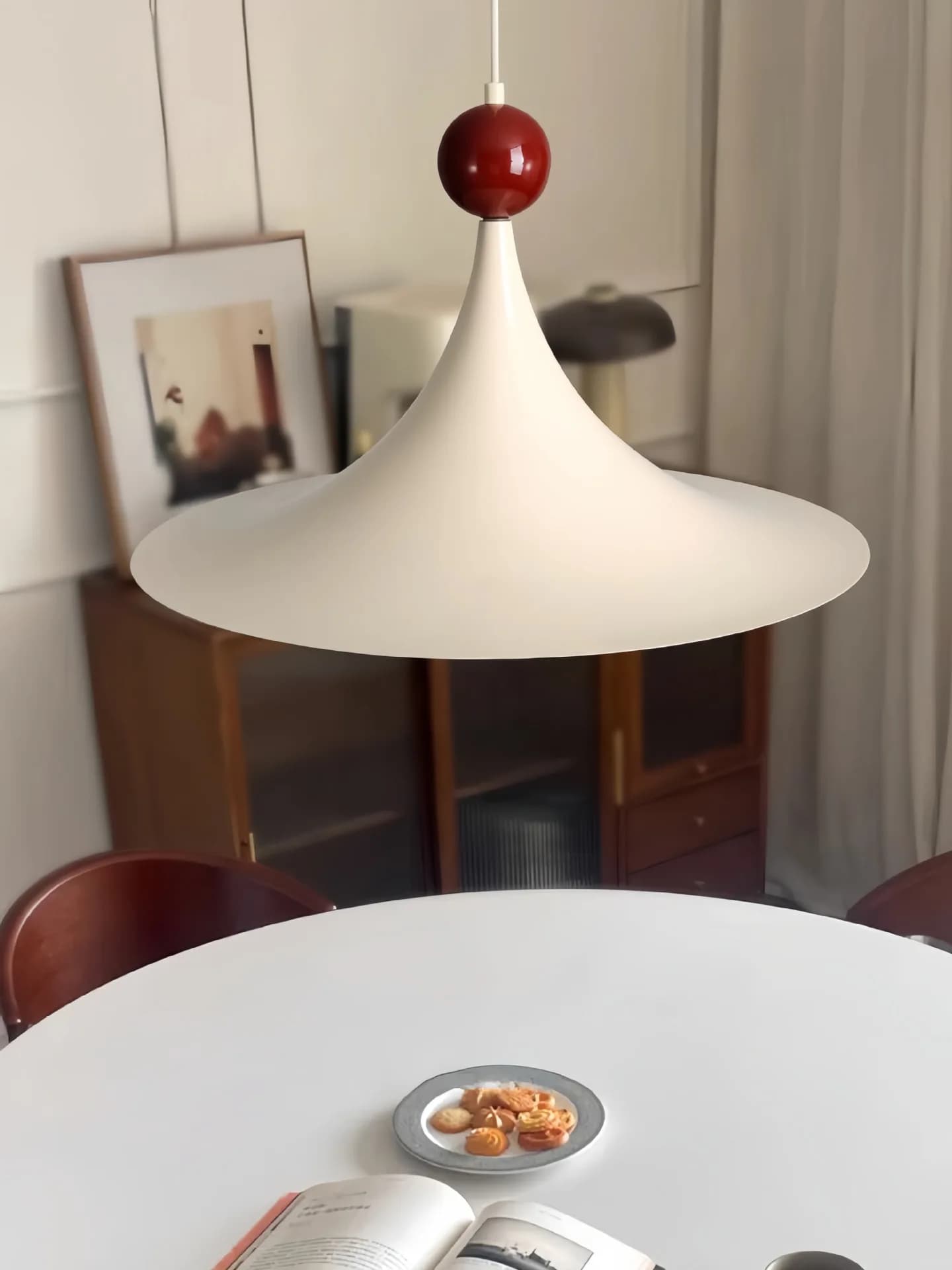 Lampe suspendue en forme de corne, style Memphis, en crème, pour salle à manger, chambre d'enfant, c