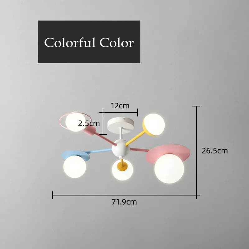 Lustre nordique pour chambre d'enfant, abat-jour en verre, lampe LED de dessin animé, lampe colorée 