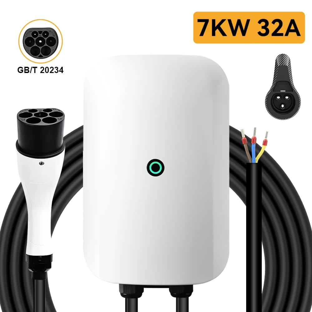 Station de recharge pour véhicules électriques 7 kW, câble GBT 10 m, chargeur monophasé 32 A, charge
