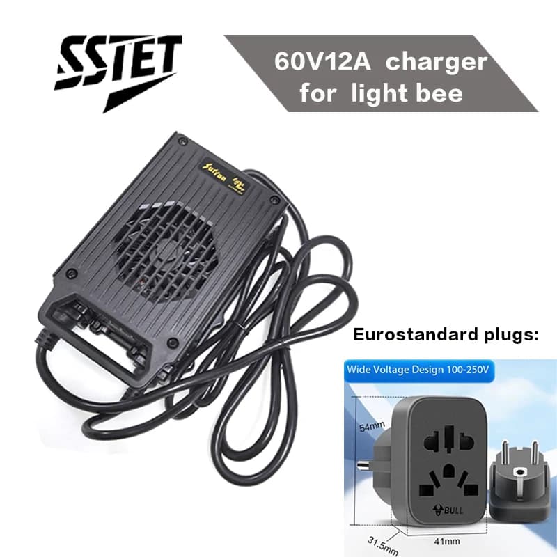 Chargeur 60V12A silencieux pour Surron Light Bee X, outil de charge pour motos tout-terrain SurRon, 