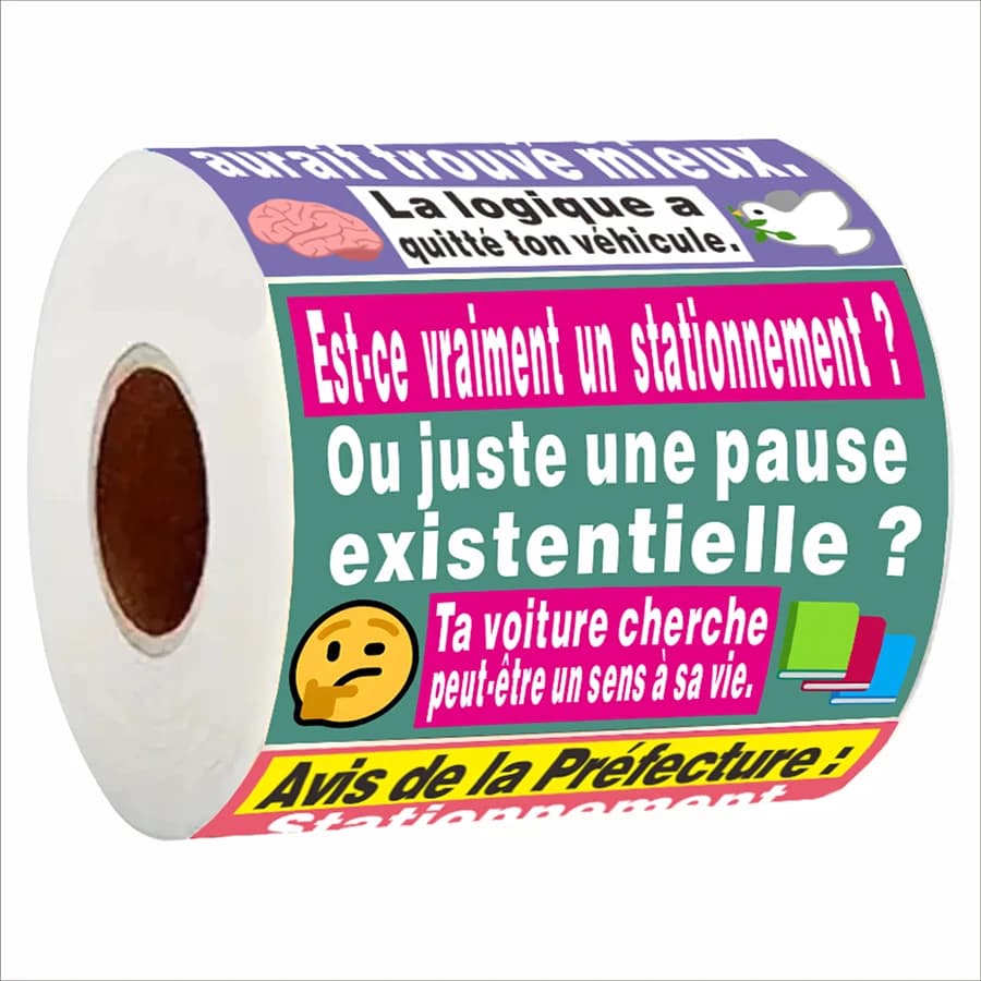 Autocollants d'avertissement de stationnement français amusants, finition mate, 7x5cm/2.75x1.57 pouc