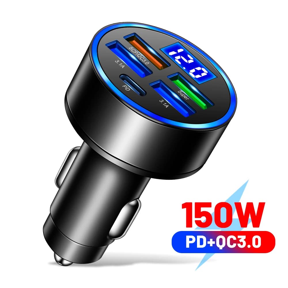 Chargeur de téléphone de voiture à charge rapide, adaptateur de type C, 2 à 6 ports, PD QC 3.0 USB C
