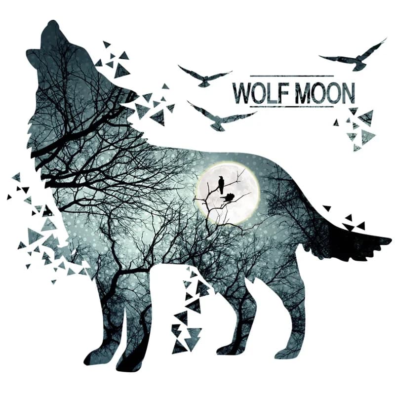 Autocollants muraux Horrific Wolf Forest, autocollants muraux animaux à faire soi-même pour chambre 