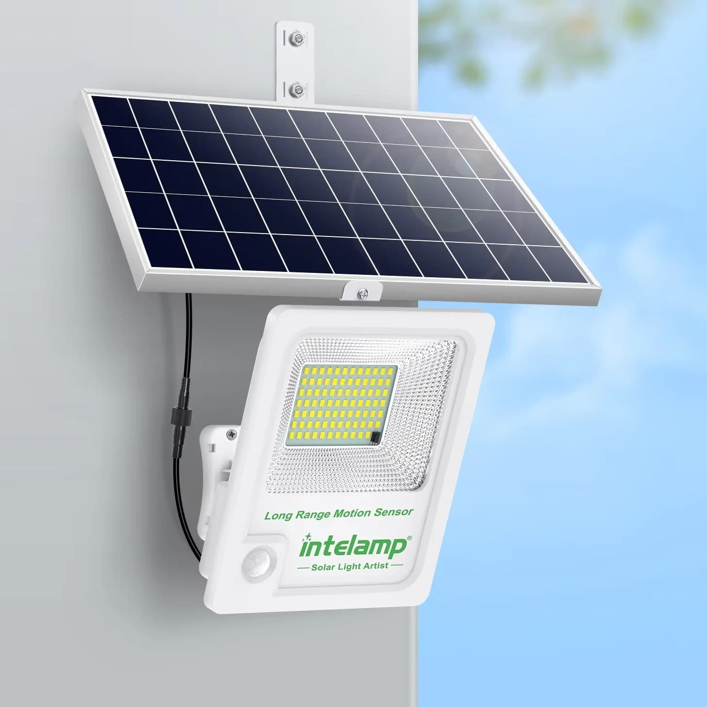 Lampe solaire extérieure Intelamp 12000 mAh 3000 LM, projecteur solaire, lampe à capteur de mouvemen
