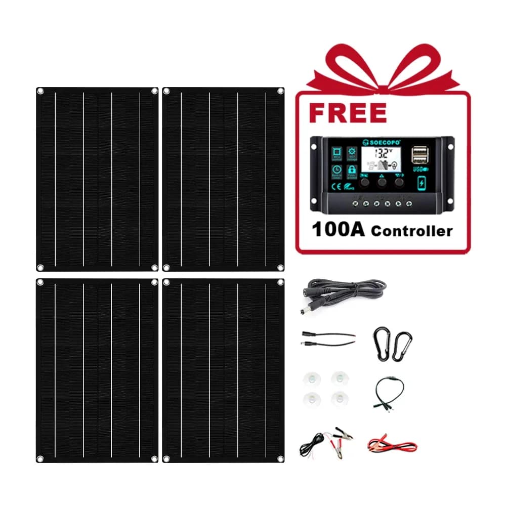 SOECOPO 2400W Kit de panneaux solaires portables-4*600W panneaux solaires gratuit 100A contrôleur do