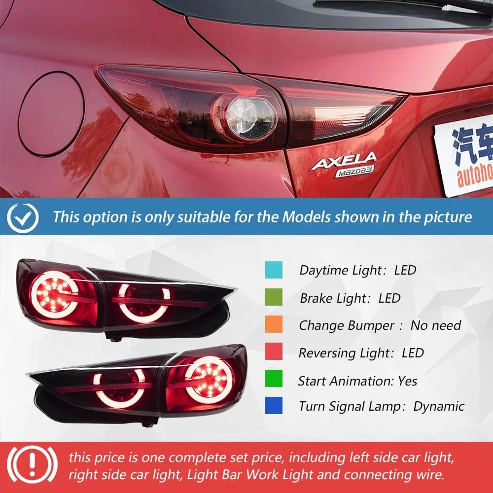 Feu arrière de voiture pour Mazda 3 Axela 2014 – 2018, ensemble de feux arrière LED à hayon, mise à 