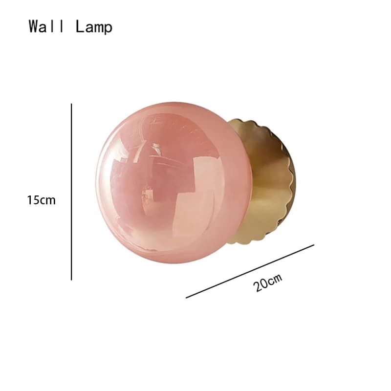 Lampe LED Suspendue en Forme de Bulle de Verre Rose, Luminaire Décoratif d'Nik, Idéal pour un Salon